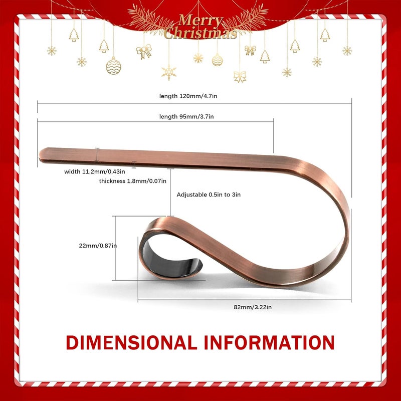 Doitory Christmas Stocking Holder Hanger,6 Pack Adjustable Stocking Holders for Mantle and Fireplace Metal Decoration for Xmas Holiday Party - Image 2